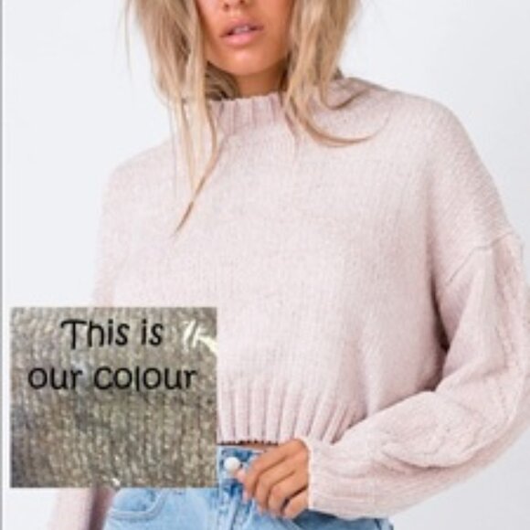 Princess Polly Rainy Nights Mock Neck Sweater in Nude - Picture 1 of 3